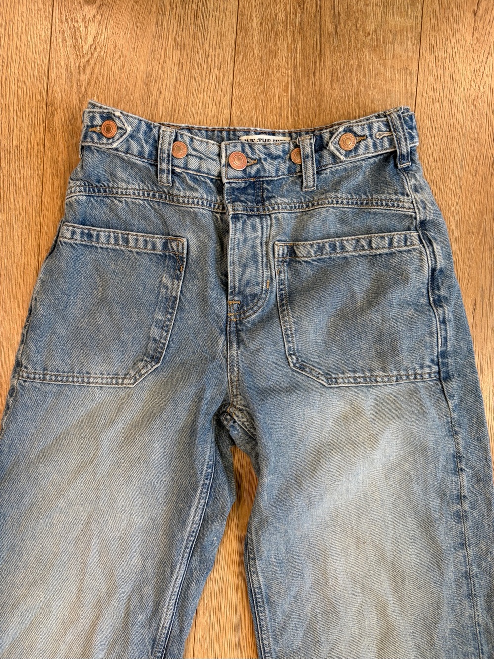 Free People We The Free Wide Leg Button Fly Jeans Size 24 Boho Denim - Picture 3 of 8